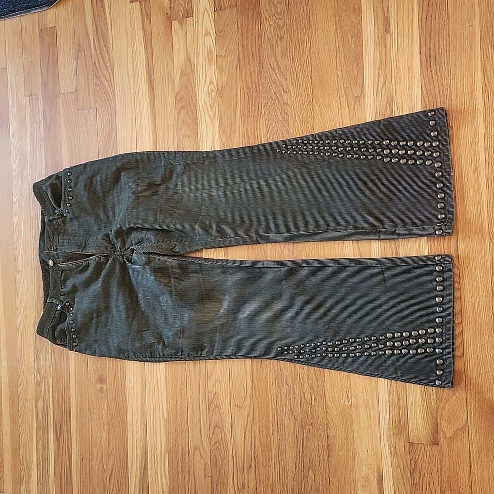Cami international corduroy bootcut jeans khaki green women's 12
